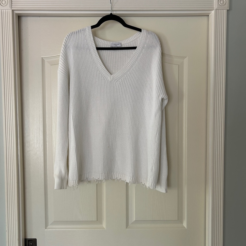 Society Women's White V-Neck Sweater